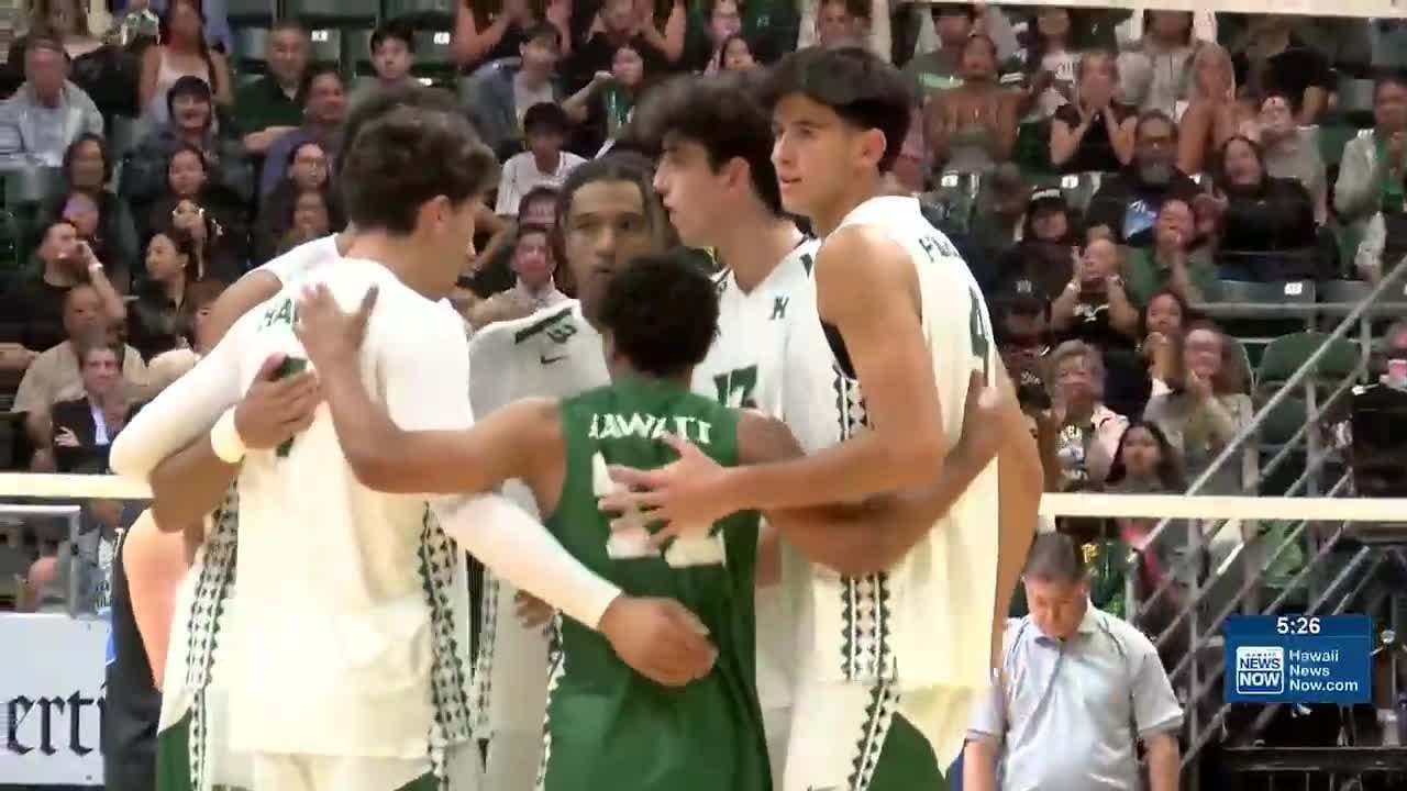 UH volleyball players and fans celebrate win against BYU, rematch set for Friday