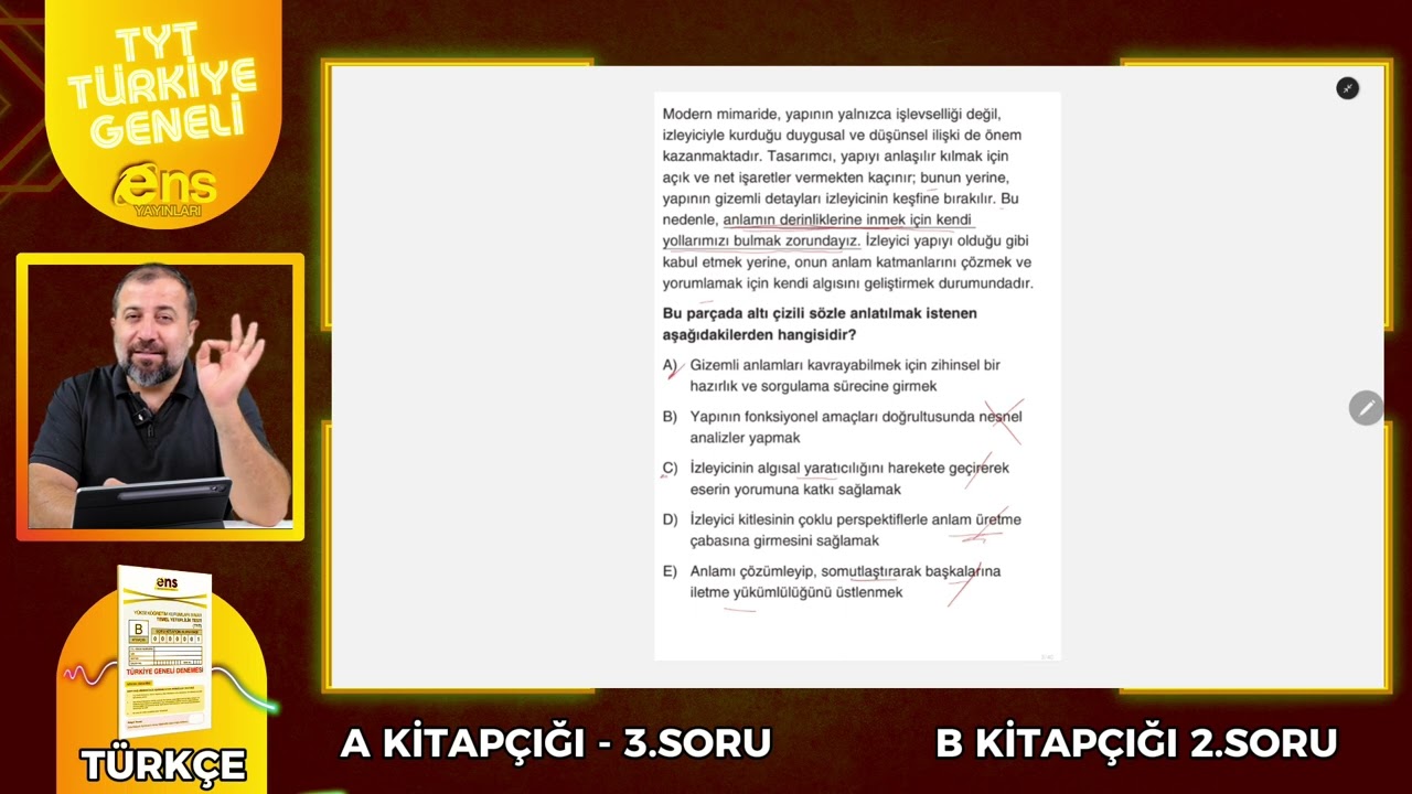 ✒️ ENS TÜRKİYE GENELİ DENEMESİ -TÜRKÇE- VİDEO ÇÖZÜMLERİ ✒️
