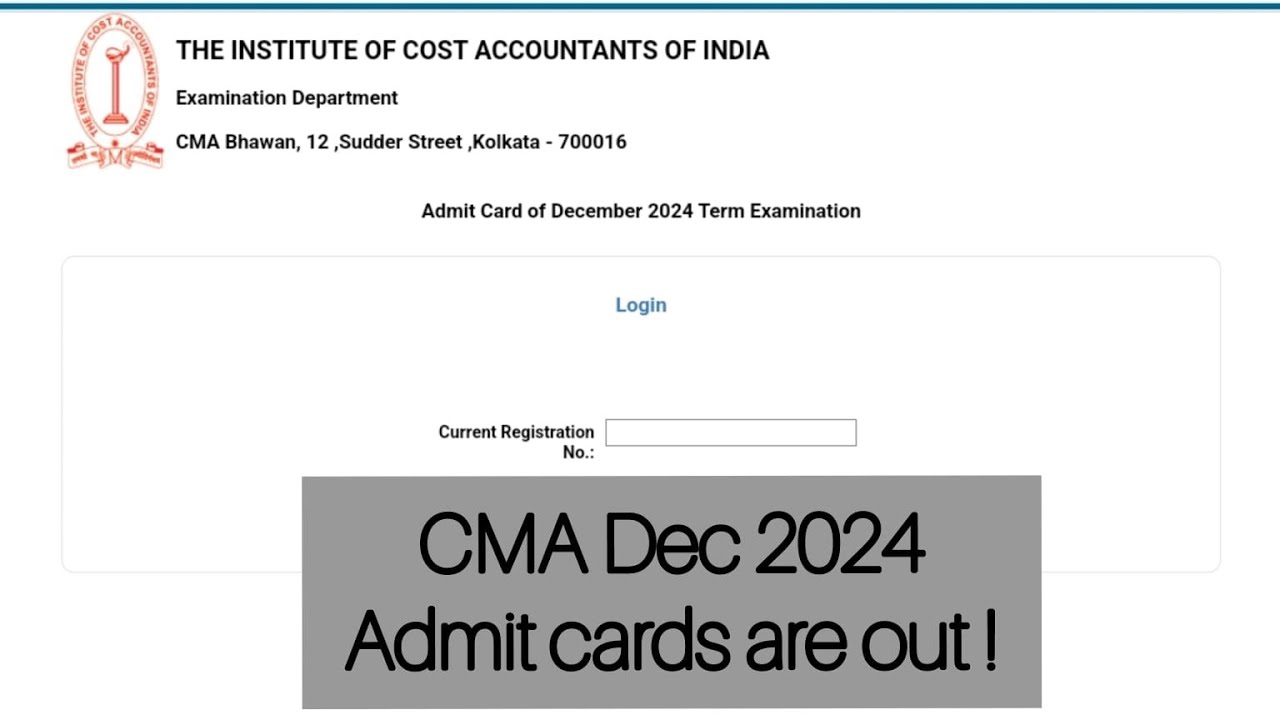 CMA Inter and Final Admit Cards Released December 2024