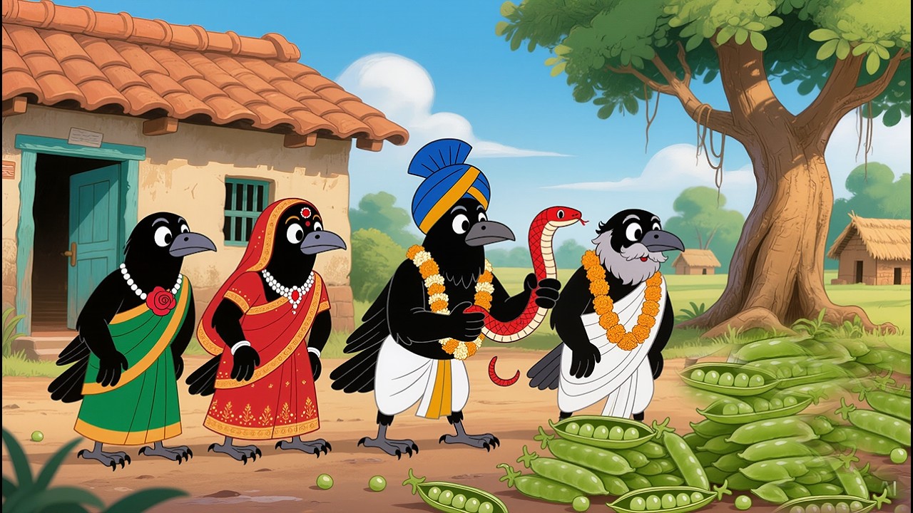 मटर खाने वाली कंजूस कौवा सास The miserly crow mother-in-law who eats peas #HindiCartoon