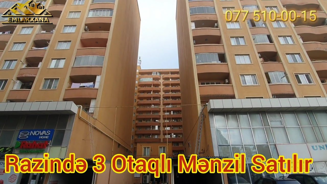 RAZINDE MENZIL SATILIR KUPCALI 102 KV TAM TEMIRLI 3 OTAQ MANSAR TIPLI 88.000 AZN