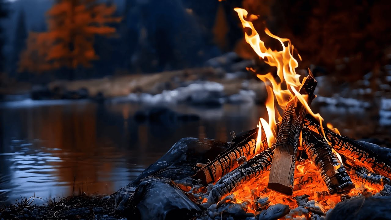 A Quiet Forest Escape 🌲🔥 Cozy Campfire by the Water | Relaxing 4K Ambience