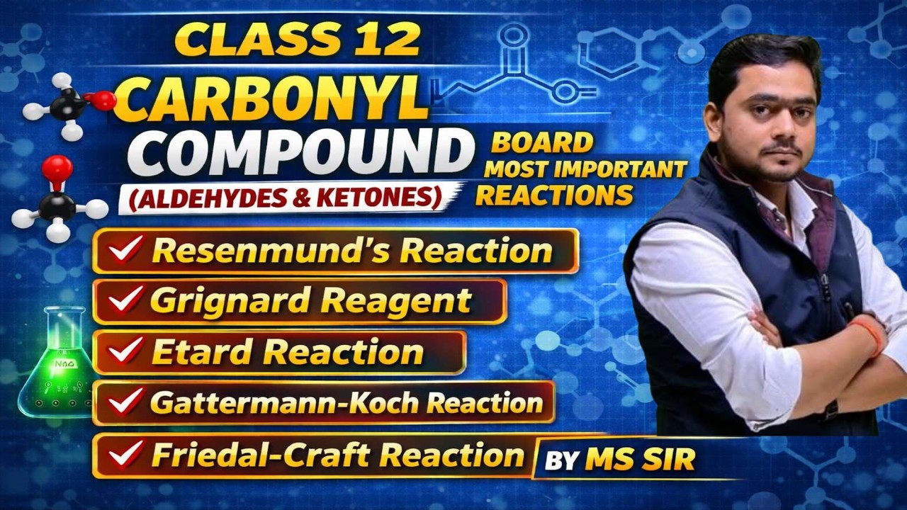 Class 12 Carbonyl Compounds |Aldehydes & Ketones | Board Most Important Named Reactions 2026 |MS Sir
