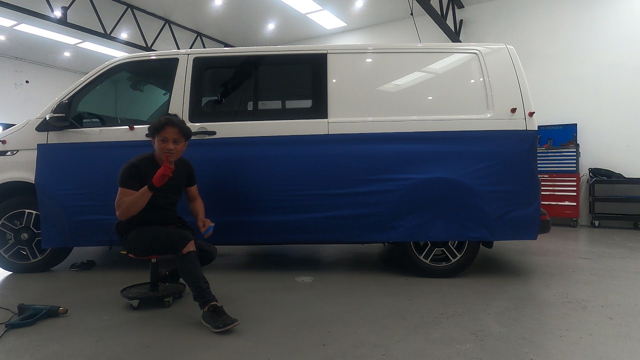 3m matte metallic blue half wrap volkswagen transporter