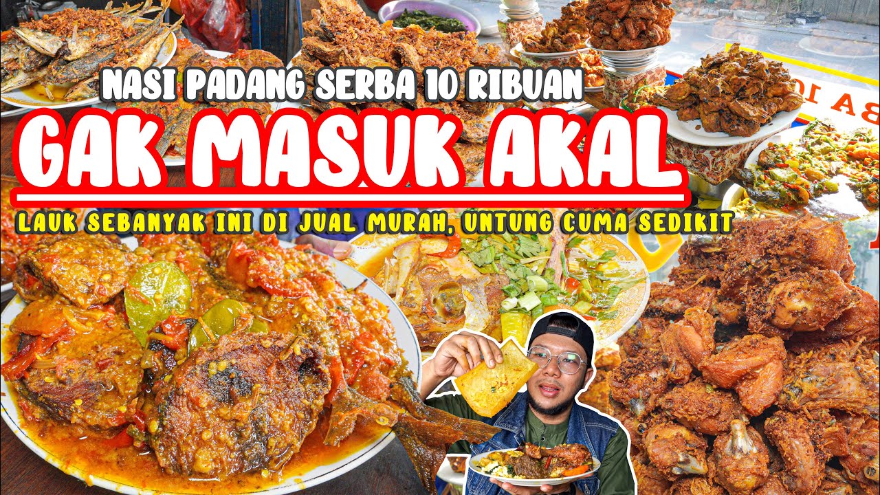 NASI PADANG 7 LAUK CUMA 50 RIBUAN, JUALAN MASAKAN PADANG SERBA 10 RIBU LAUKNYA BANYAK BANGET !!!