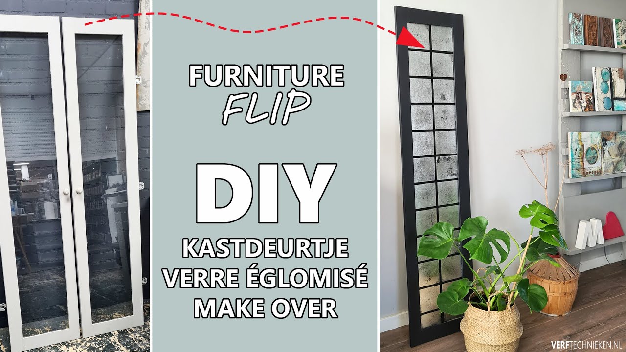 DIY: oud kastdeurtje met verweerd vintage spiegel effect