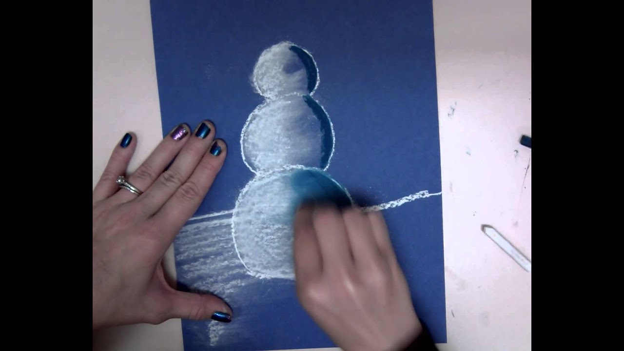 Snowmen at Night Drawing