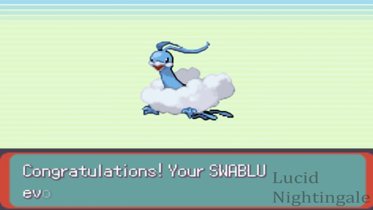 Pokemon Emerald Swablu Evolves To Altaria With Rare Candy