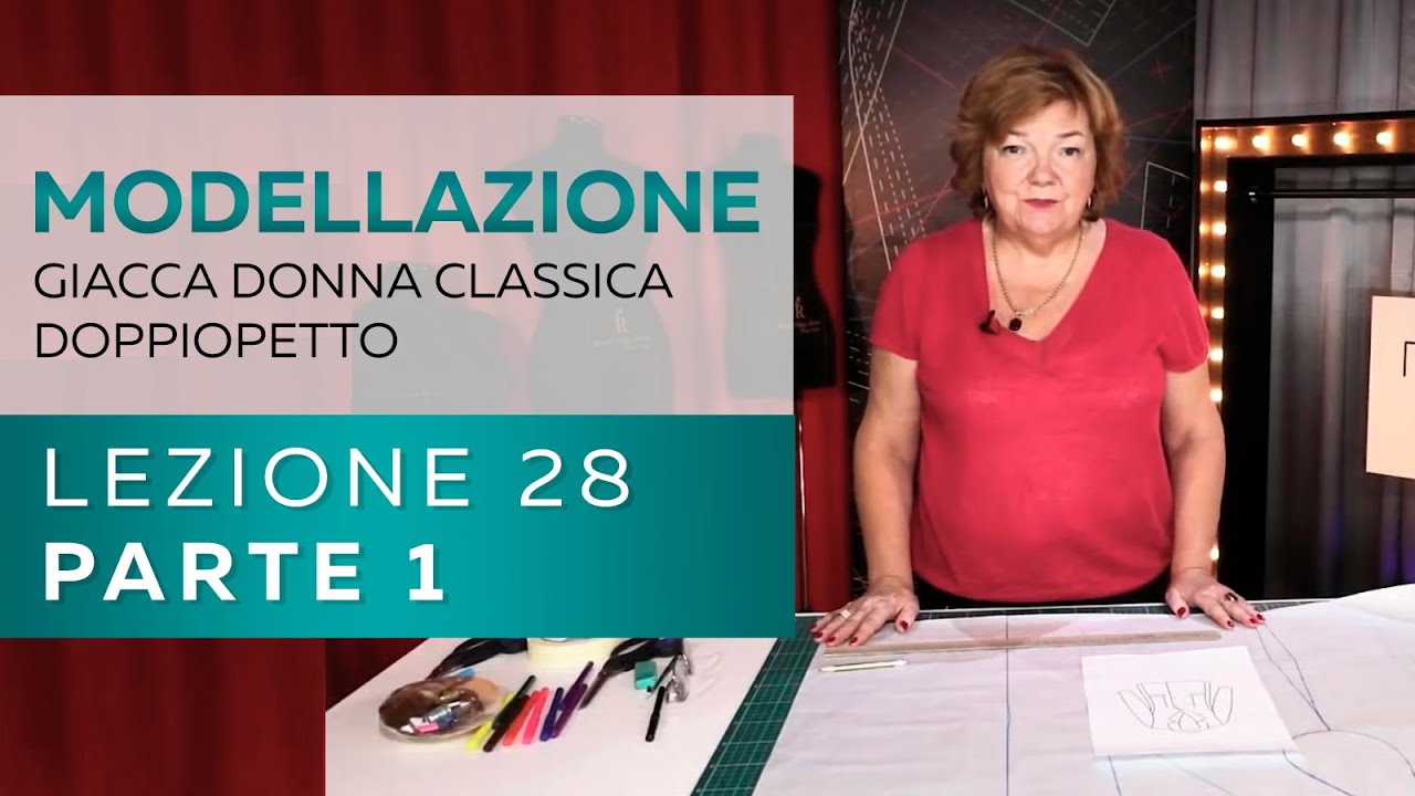 Giacca donna classica doppiopetto. Modellistica competente. Modelliamo risvolto e colletto.