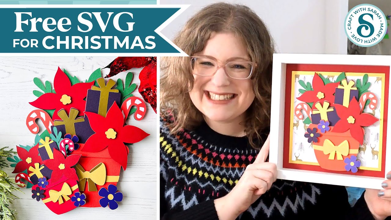 Christmas Flower Pot Free SVG 🎁 Poinsettia Papercraft