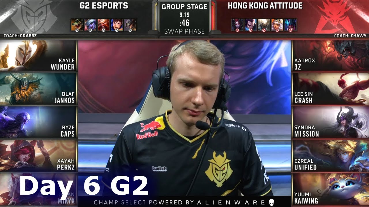G2 vs HKA | Day 6 S9 LoL Worlds 2019 Group Stage | G2 eSports vs HK Attitude