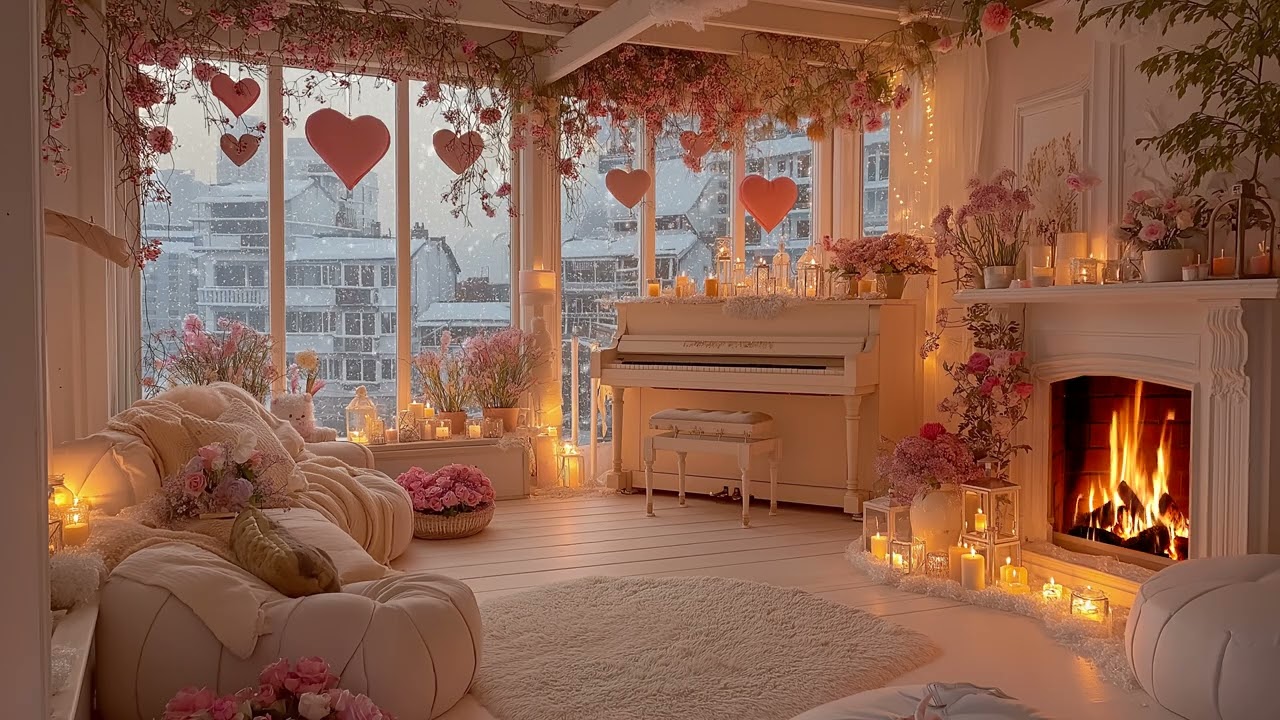Serene Winter Night ❄️ Soft Piano & Fireplace Sounds 🌙 Ideal Ambience for Focus, Relaxation & Sleep