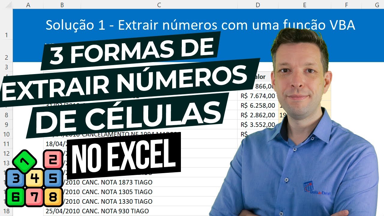 Extrair Números de Células Excel - 3 Maneiras