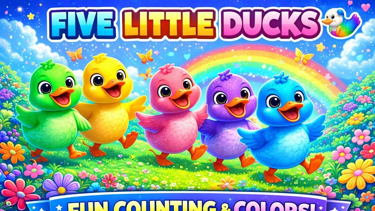 Five Little Ducks 🦆 | Fun 3D Kids Counting & Colorful Nursery Rhyme