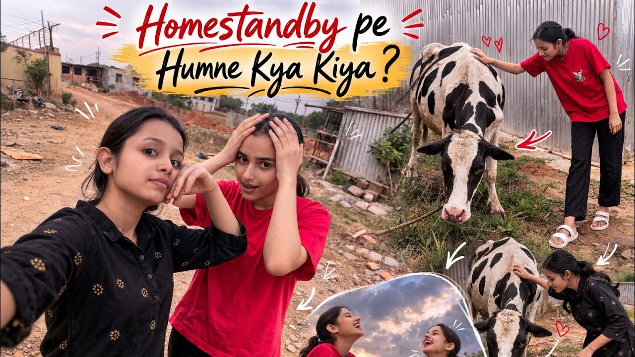 Kho Gye | HUM KAHAAN |😍🦚🪾🛖.  #khushibegins #travel #cabincrew #villagelife #love #cow #goat #dog
