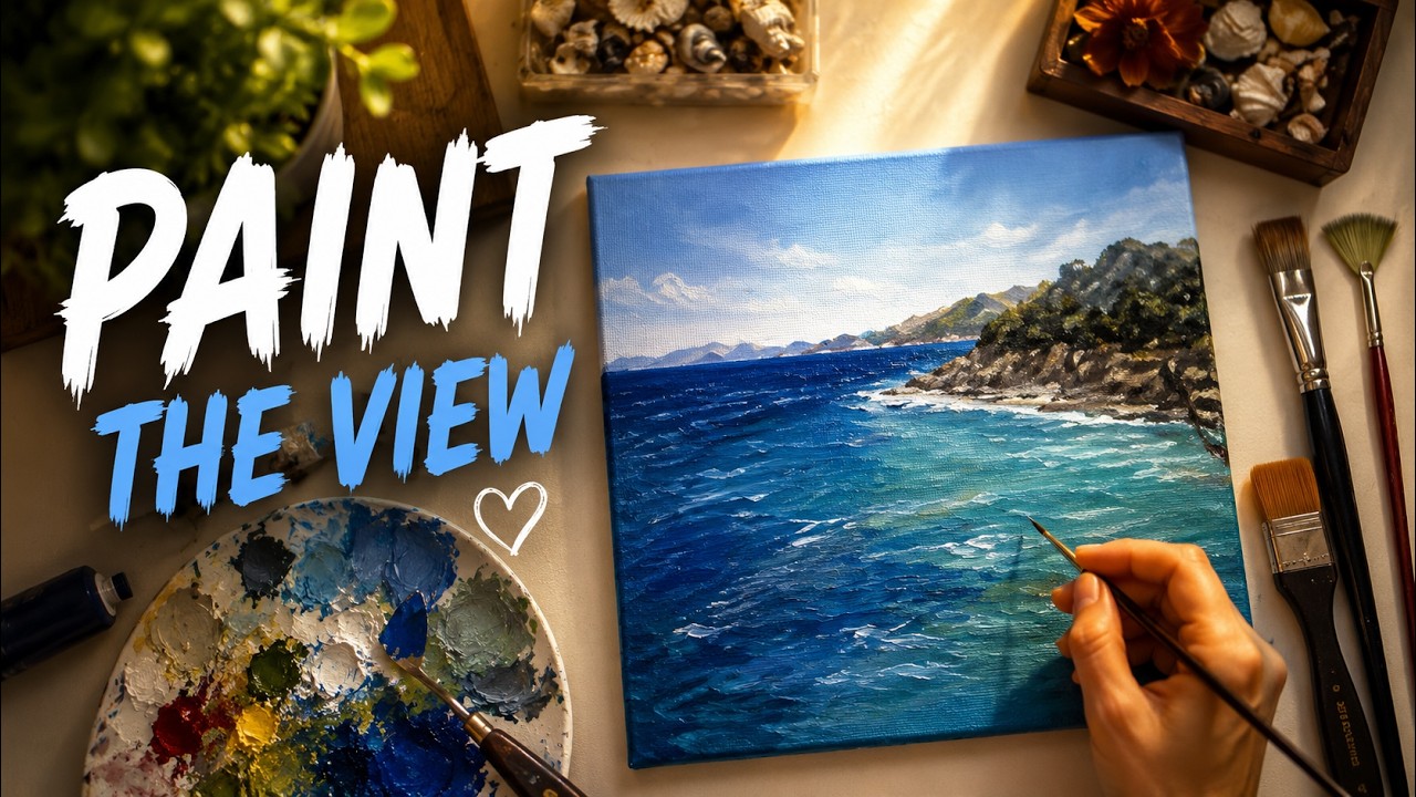 Painting Lake Salda from a New Angle – Real Time Art with Relaxing Music | Different Camera View