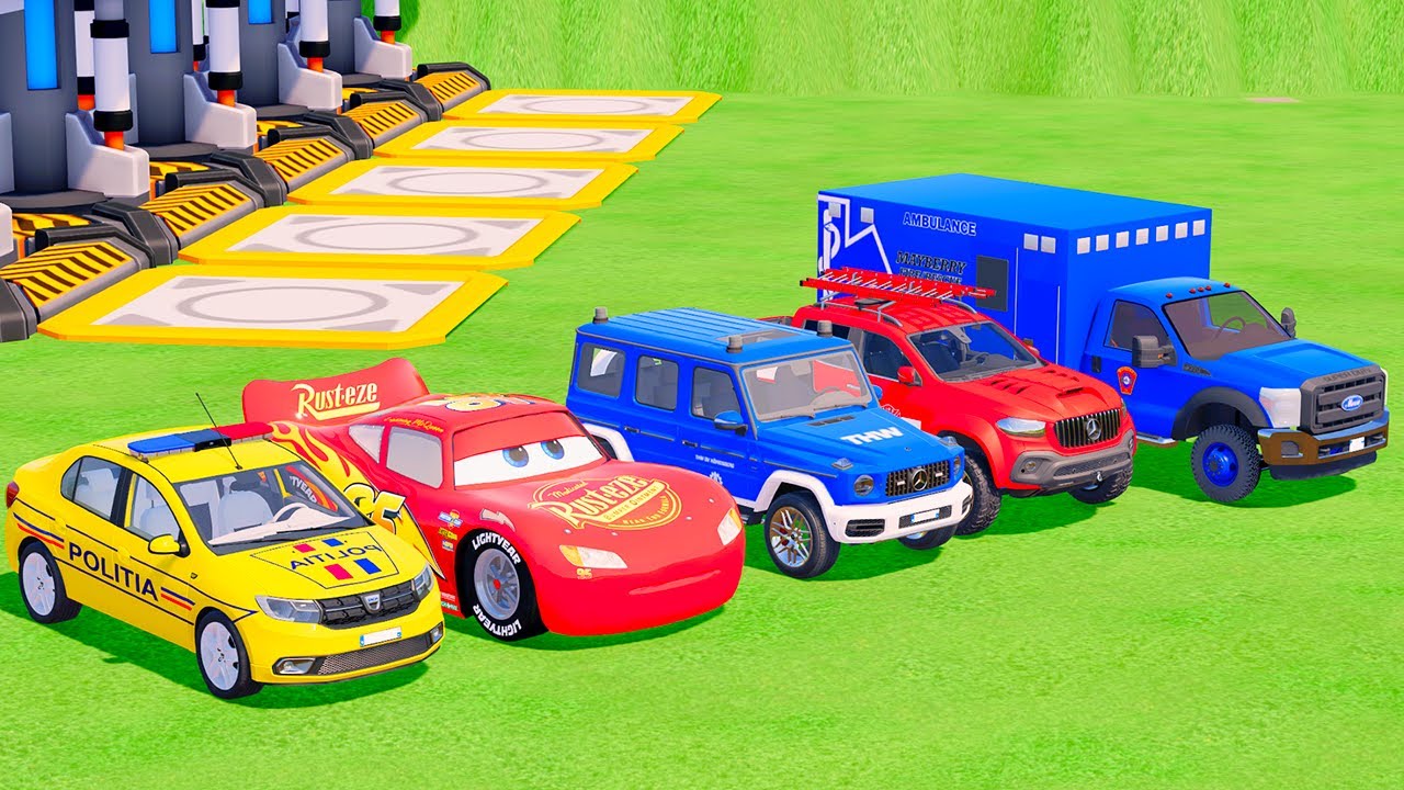 TRANSPORTING POLICE CARS, FIRE DEPARTMENT, AMBULANCE VEHICLES WITH MAN TRUCKS ! Farming Simulator 22
