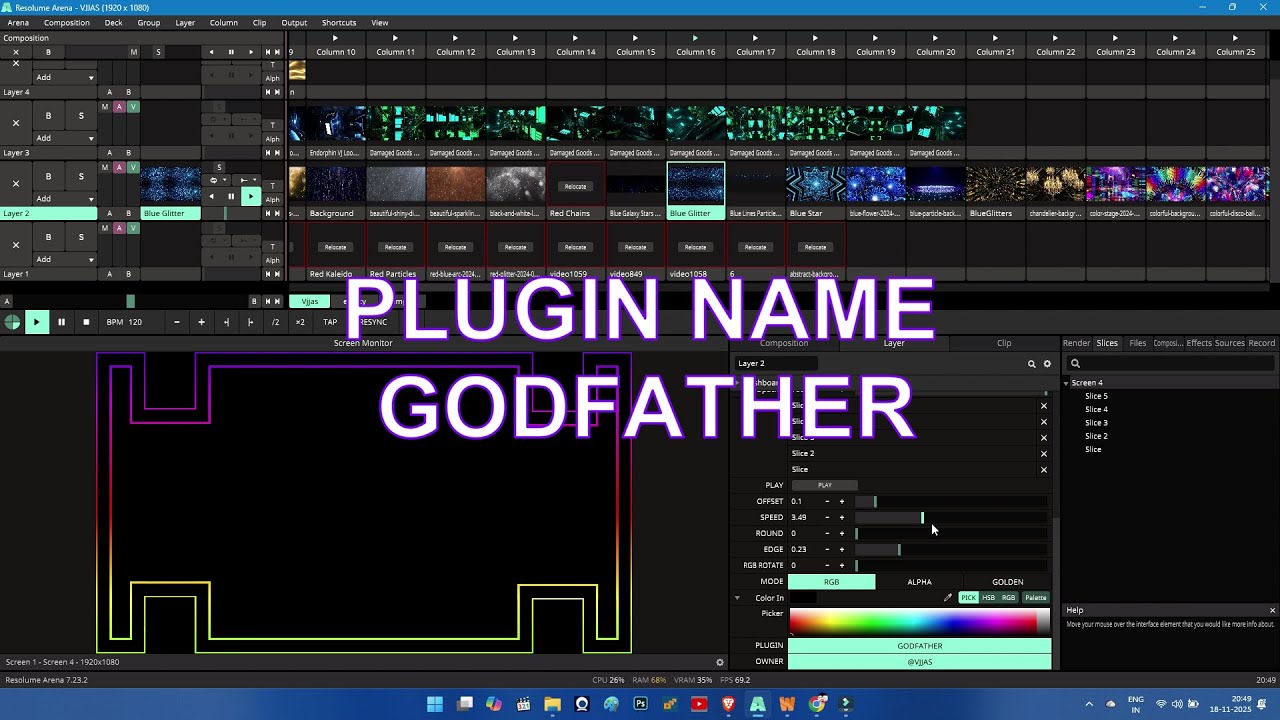 New Addon Plugin GodFather .For Resolume Arena. make by 