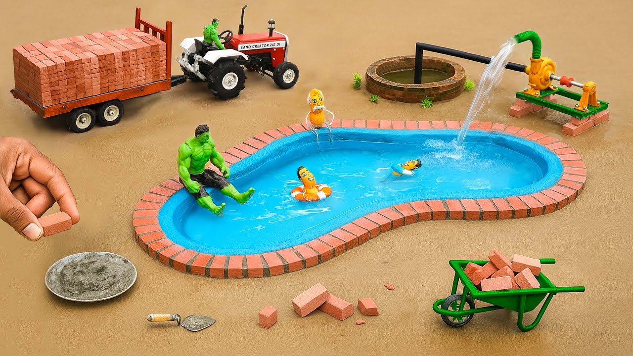 Mini Bricks Swimming Pool Construction Science Project @sanocreator