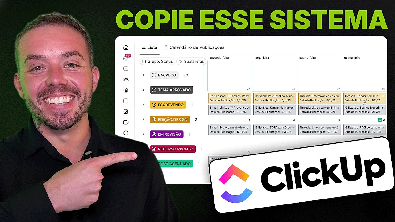 Eu planejei 30 dias de conteúdo em 25 minutos no Clickup - PROCESSO COMPLETO