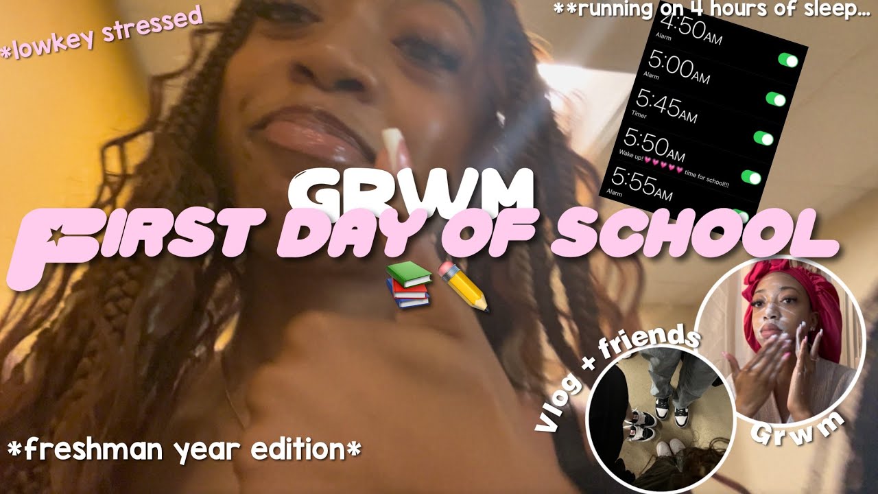GRWM + VLOG: FIRST DAY OF SCHOOL *freshman year edition*🚌🤍