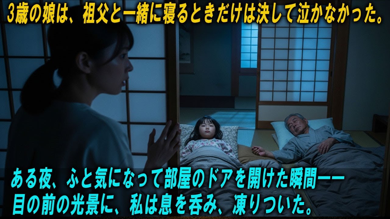 3歳の娘は、祖父と一緒に寝るときだけは決して泣かなかった。 ある夜、ふと気になって部屋のドアを開けた瞬間―― 目の前の光景に、私は息を呑み、凍りついた。