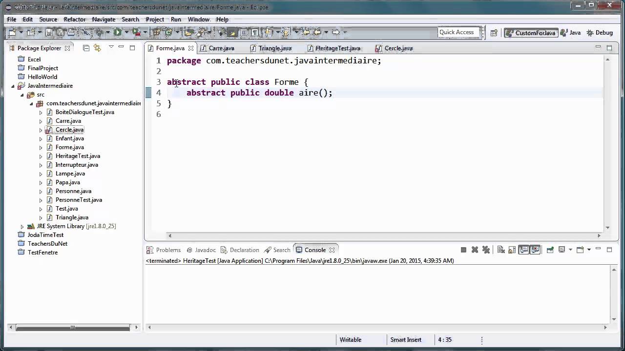 JAVA (Intermédiaire) - 24 - Classes abstraites et méthodes abstraites en Java