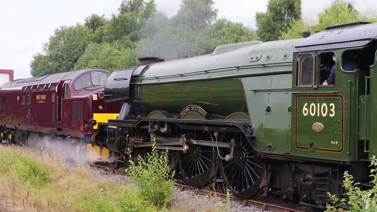 A3 60103 FLYING SCOTSMAN AT HOPETOWN DARLINGTON / NORTH ROAD STATION (TOWED BY A CLASS 37)