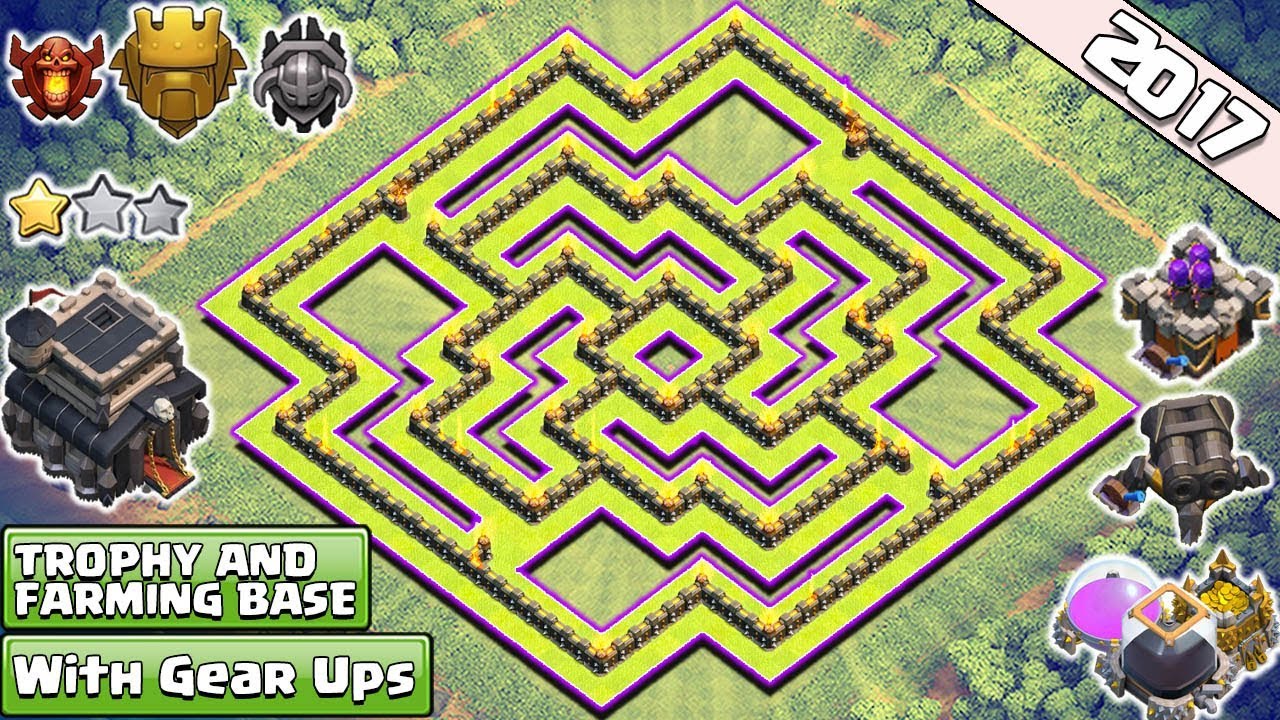 BEST!! Clash of Clans Town Hall 9 (TH9) Trophy & Farming Base 2017 &diams; TH9 Base Anti Everything 2017