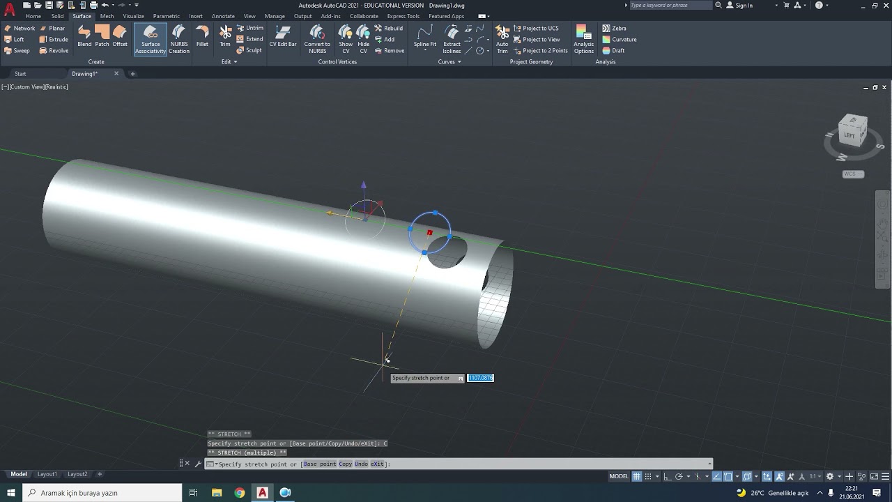 218 Autocad 3d  Surface Trim, Untrim