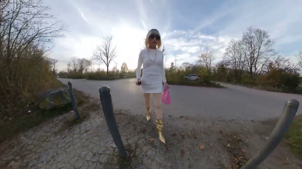 Car park white dress as Sissy