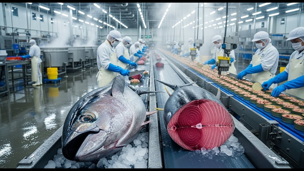 Satisfying Process of Canning Tuna Fish | Modern Seafood Factory Tour