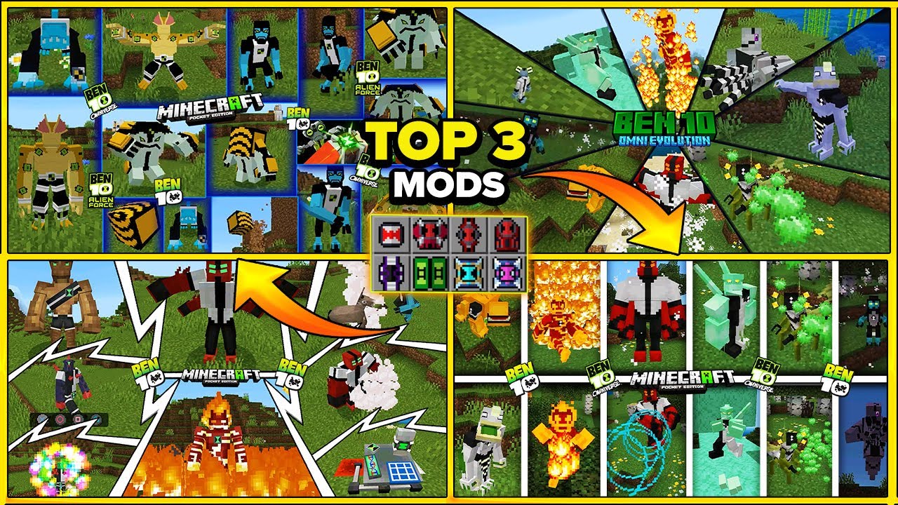 🔥TOP EPIC BEN 10 MODS FOR MINECRAFT PE 😍| MCPE 1.21+ ADDONS