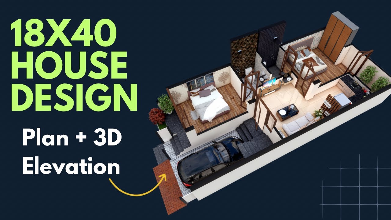 18x40 में शानदार Design |18x40 House Plans with Car Parking 2023 @smallhouseplan  ​⁠
