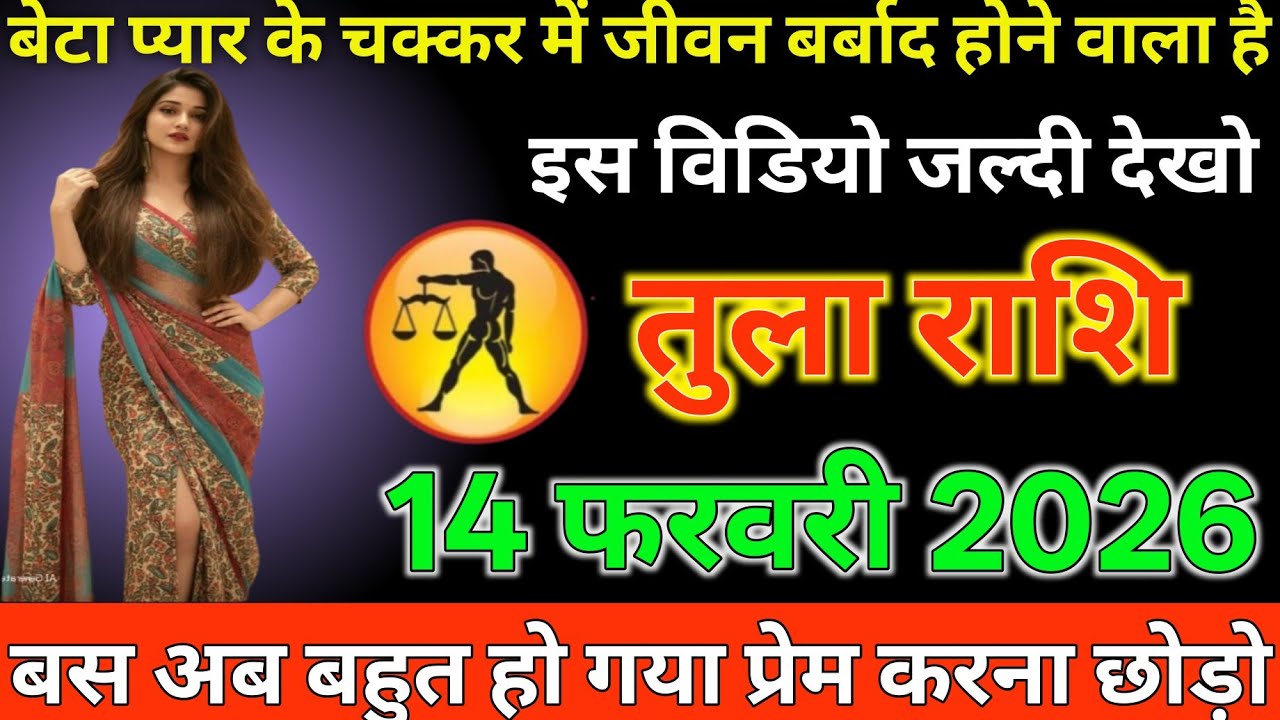 #तुला राशि दिनांक 14 फरवरी 2026 बेटा प्यार के चक्कर में जीवन बर्बाद होने वाला है वीडियो जल्दी देखो#