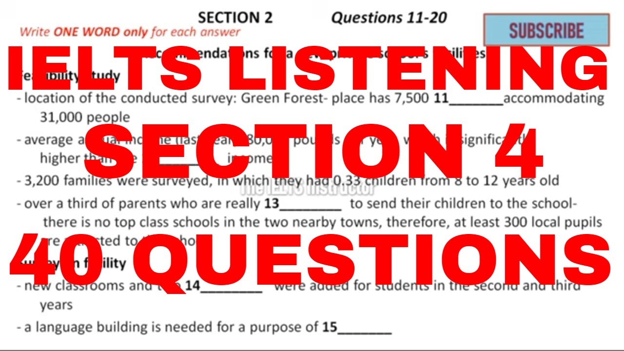 IELTS listening section 4 practice test