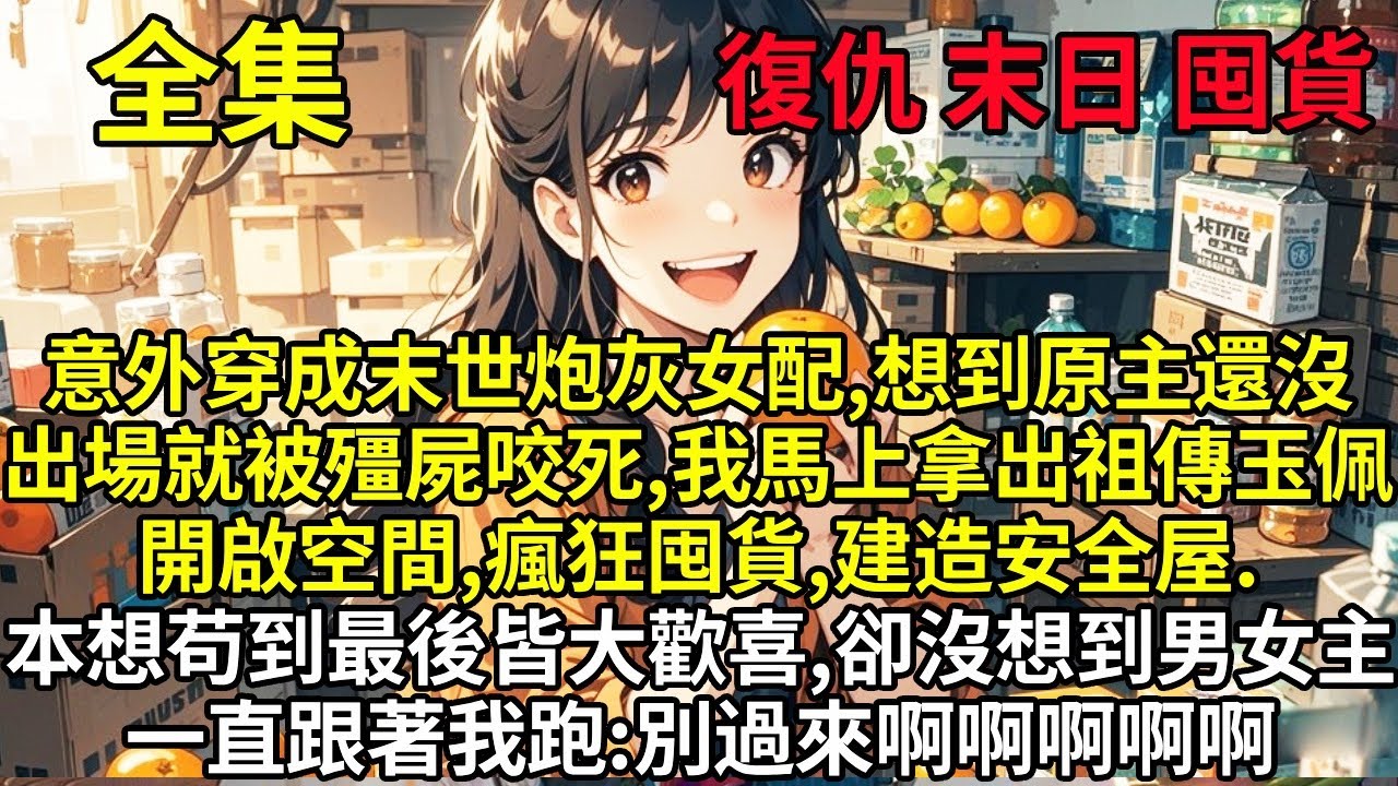 意外穿成末世炮灰女配，想到原主還沒出場就被殭屍咬死，我馬上拿出祖傳玉佩開啟空間，瘋狂囤貨，建造安全屋，本想苟到最後皆大歡喜，卻沒想到男女主一直跟著我跑....