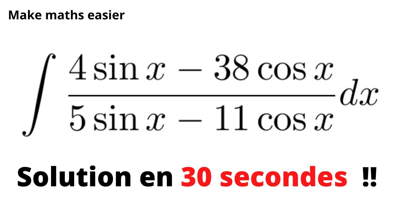 ASTUCE POUR LES CONCOURS. Comment calculer la primitive d'une fonction rationnelle en COS et SIN ?
