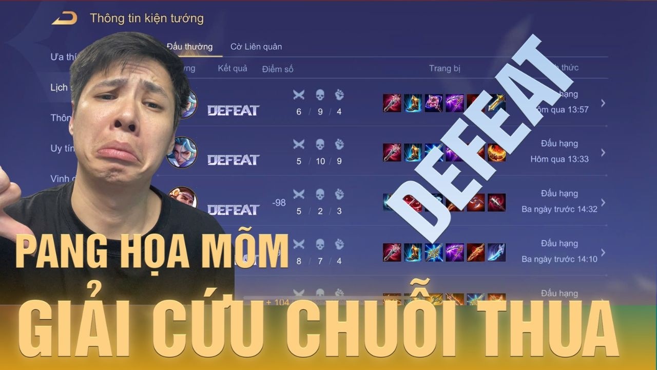TRỰC TIẾP | GIẢI CỨU CHUỖI THUA CÙNG PANG HỌA MÕM