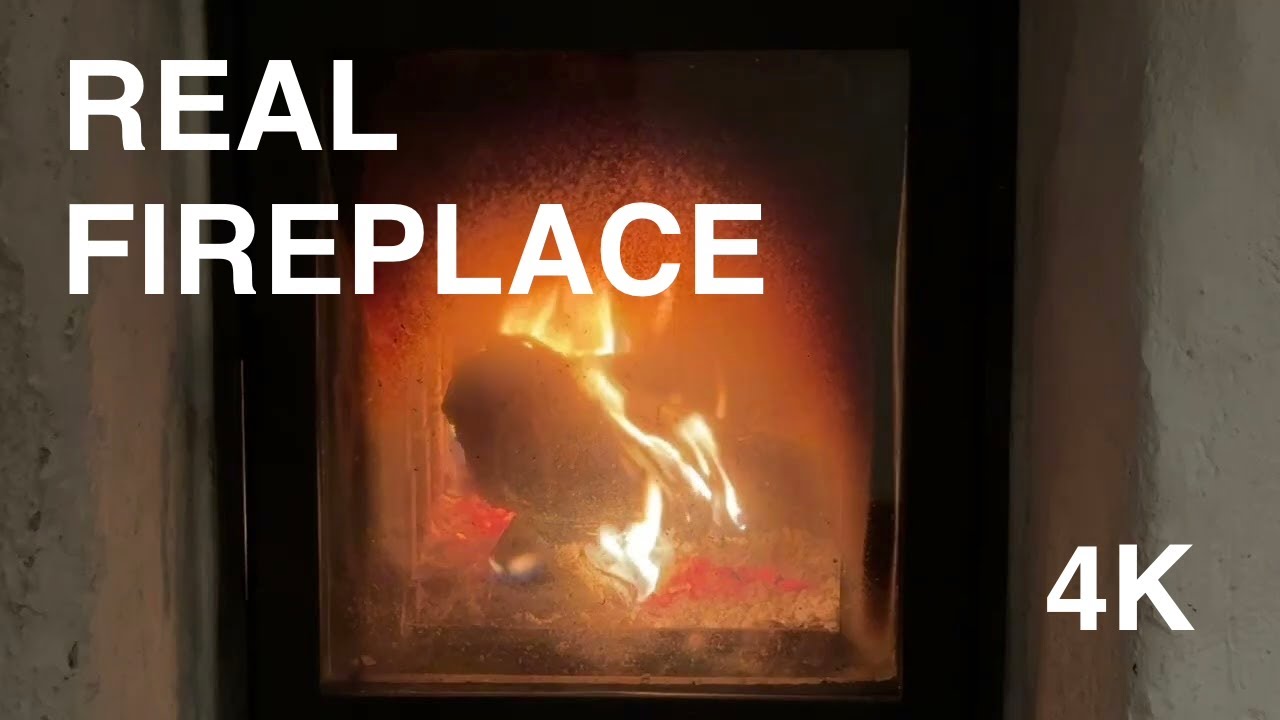 Real Burning Fireplace 🔥 Cozy Crackling Fire Sounds for Deep Relaxation (4K)