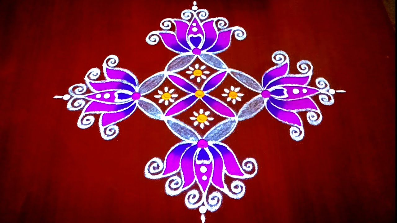 Beautiful lotus flower rangoli / Friday rangoli / easy and simple rangoli