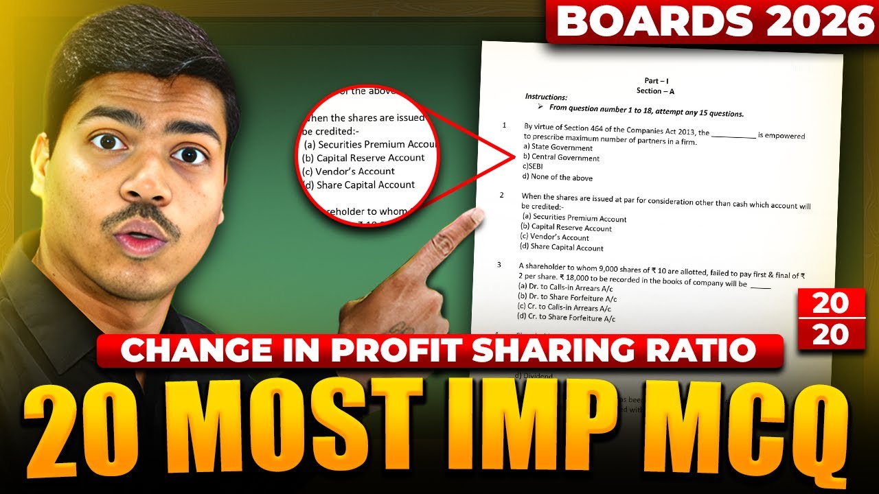 Change in Profit Sharing Ratio | 20 Most Important MCQ | Class 12 Accounts Board exam 2026 #cbse