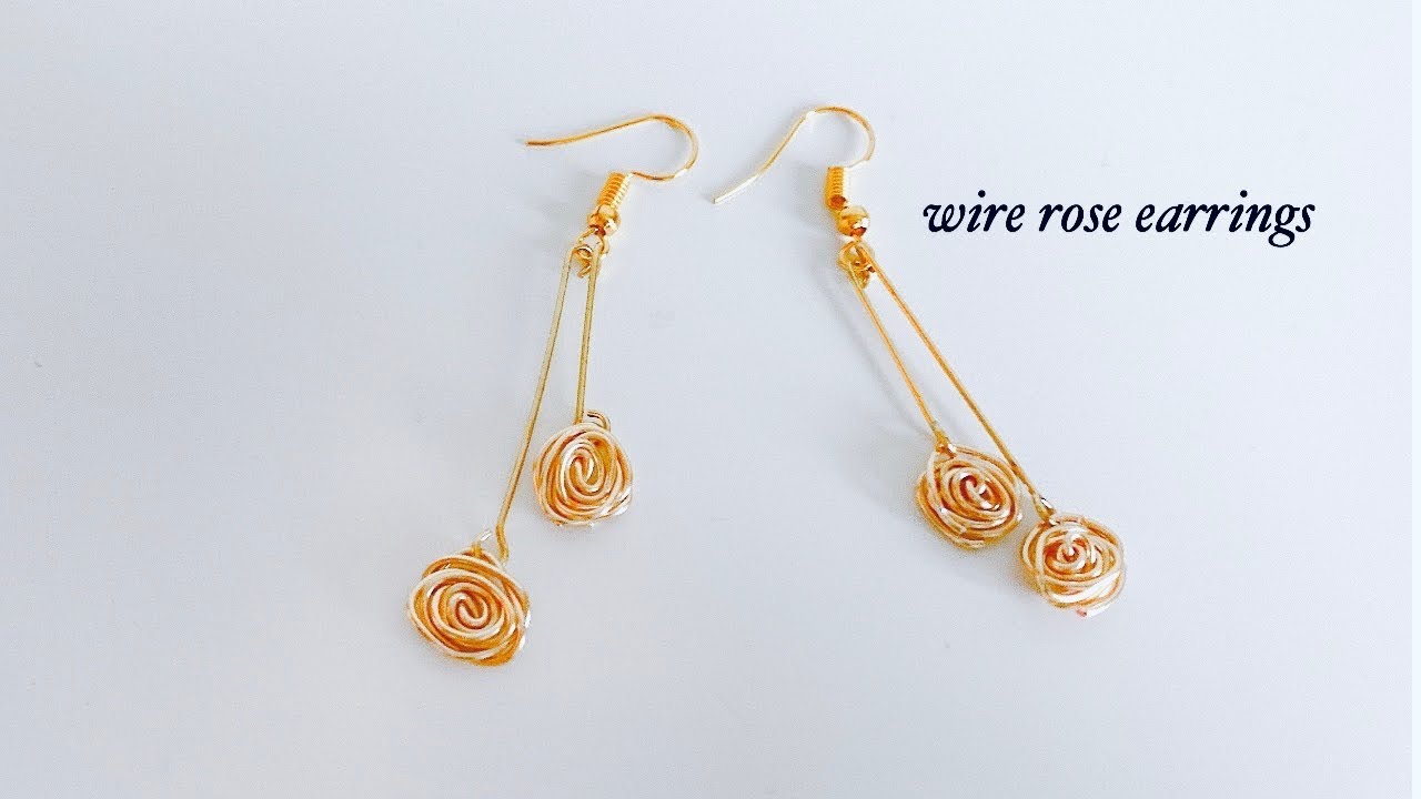 diy earrings/wire wrapped rose earrings/how to make rose using wire/wire wrapped jewelry