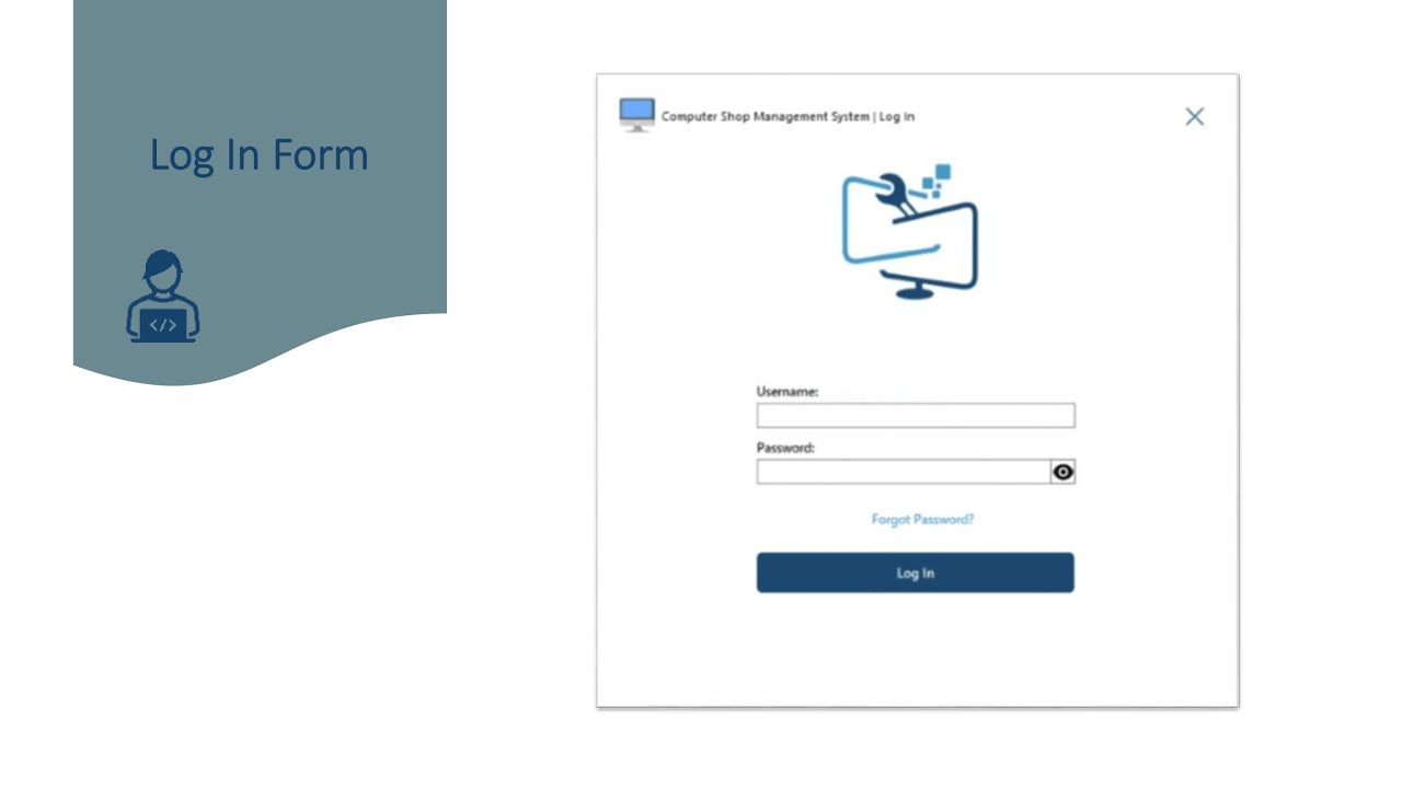 Computer Shop Management System | Log In Form | C#