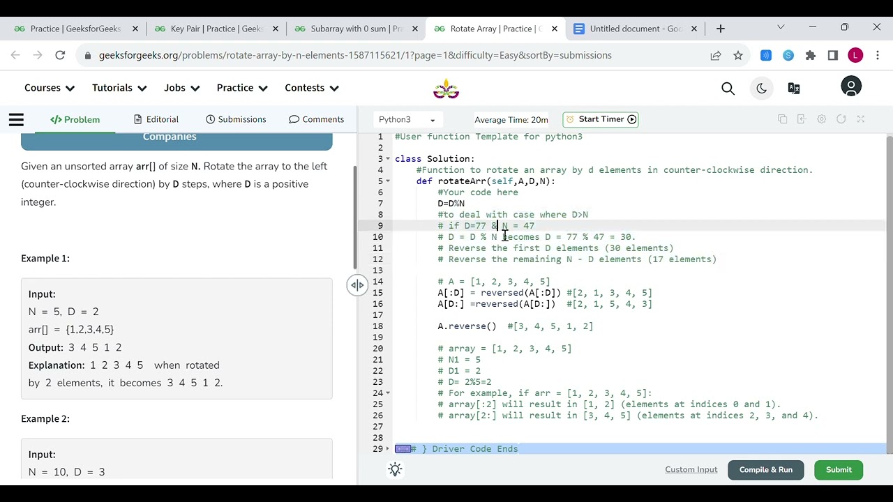 Rotate Array   Practice   GeeksforGeeks