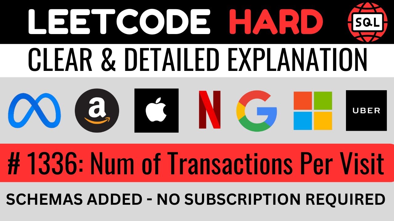 Leetcode HARD 1336 - RECURSIVE CTE SQL Explained - Transactions Per Visit | Everyday Data Science