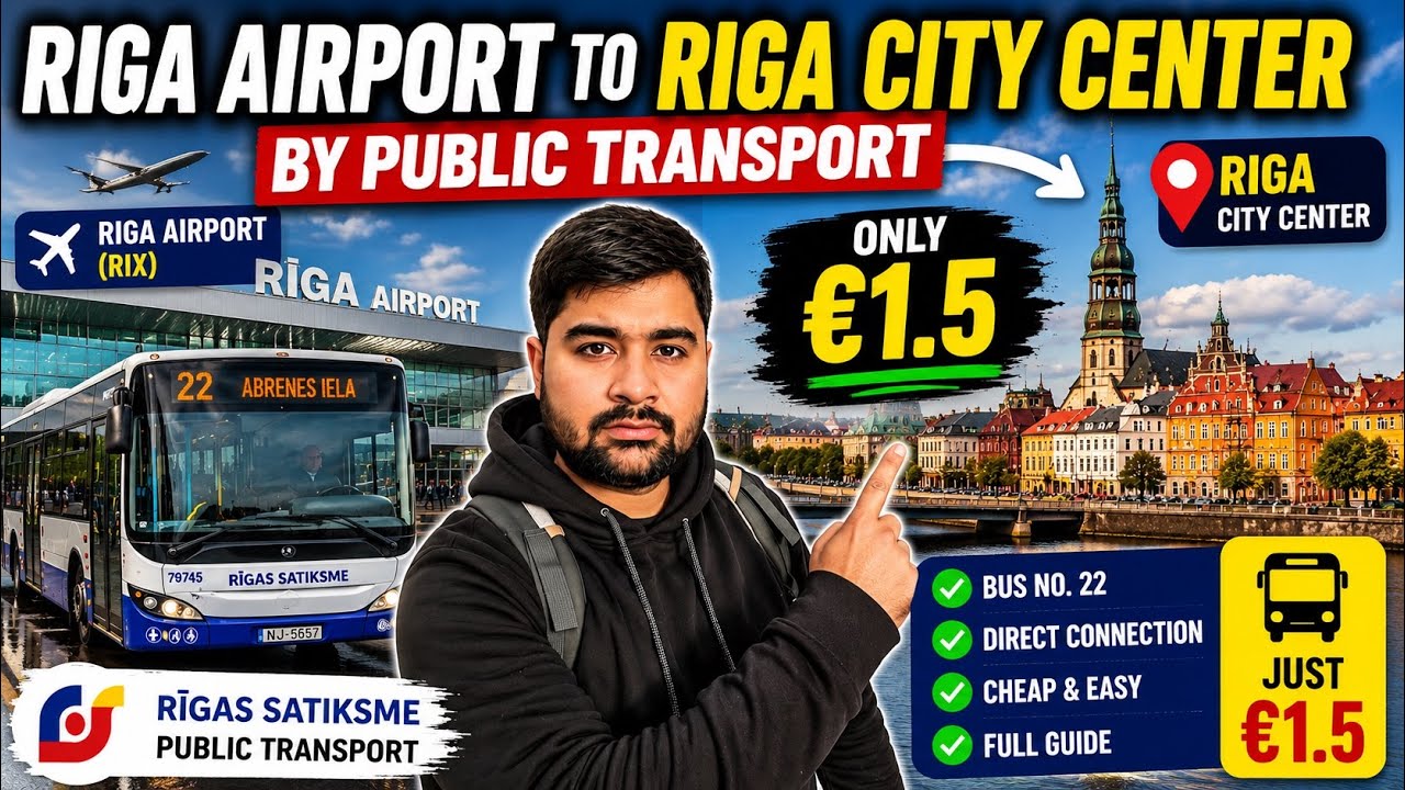 Riga Airport to City Center By Public Transport in Just 1.5€ || Complete Process Riga Latvia 🇱🇻🇪🇺