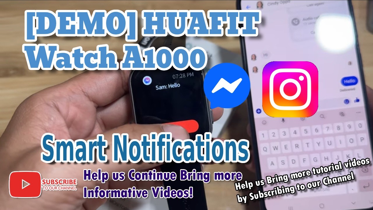 [Demo] Huafit Watch A1000 Smartwatch Facebook Messenger and Instagram Notifications 
