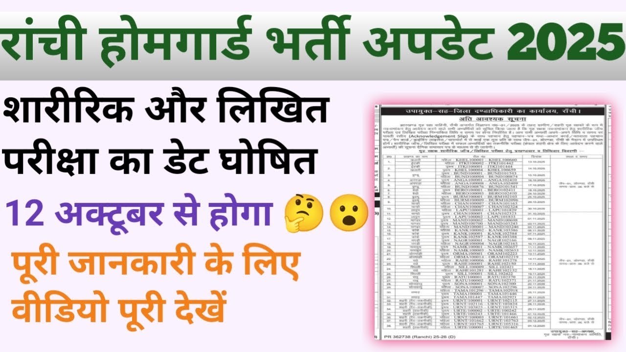 JHARKHND Ranchi home gaurd new bharti 2025| home gaurd bharti 2025 #jharkhand_new_update 