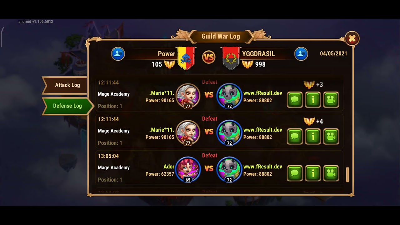 [Hero Wars] When I survived from 4 fights in Guild War (Someone has more power than me)